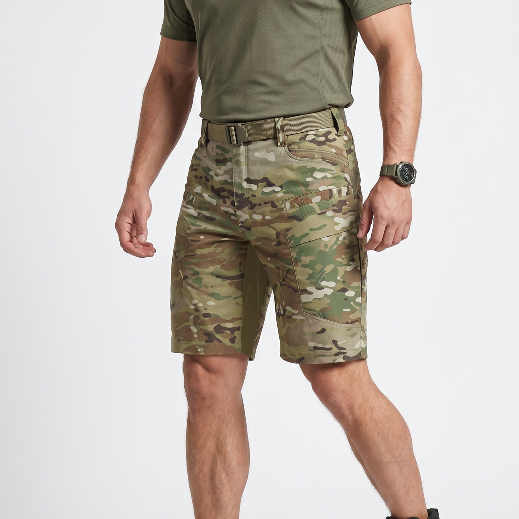 Multicam All-Terrain Camo Nylon Tactical Shorts for Outdoor & Shooting